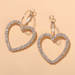 Rhinestone Heart Shaped Drop Earrings